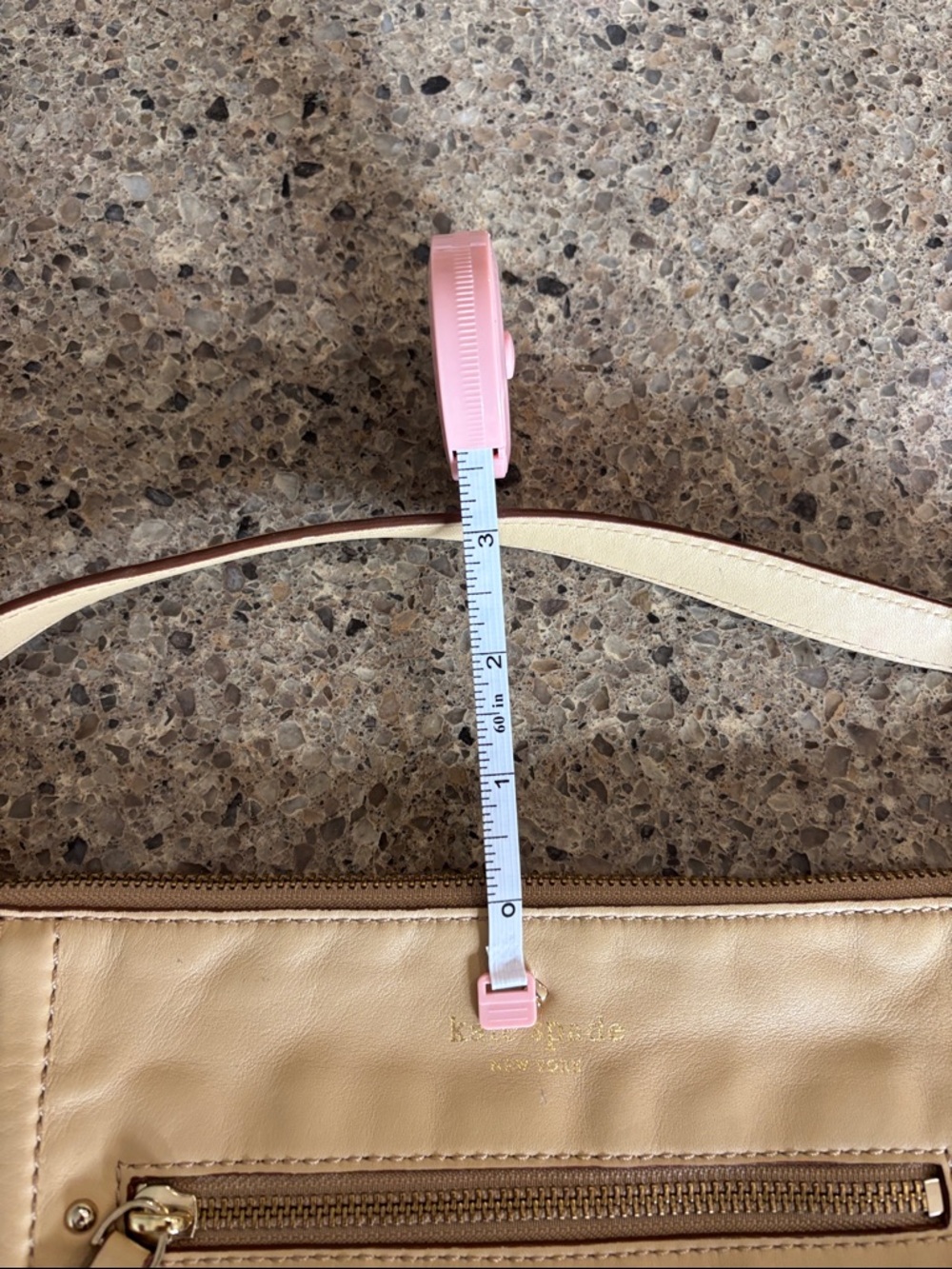 kate spade Beige Leather Shoulder Bag with Front Zip Pocket - Picture 7 of 7